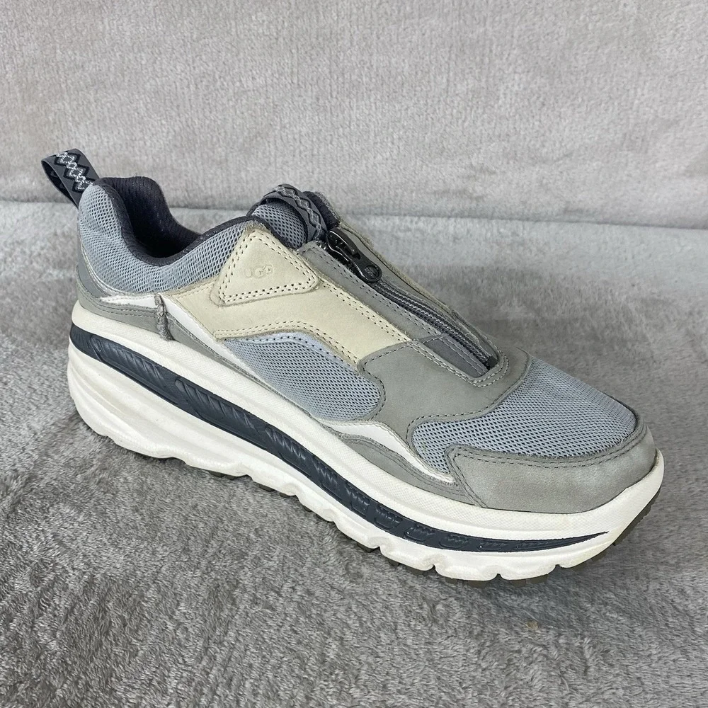 UGG CA805 Mens Shoes Size 9 Grey White Zip Suede Running Sneakers Athletic NEW